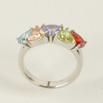Sterling Silver Multi Coloured Ring